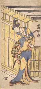 De Acteur Nakamura Noshio II, in Vrouwelijke Rol, Met een Shakuhachi, 1796
