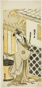 De acteur Segawa Kikunojo III als vrouw van een samoerai-familie door Katsushika Hokusai