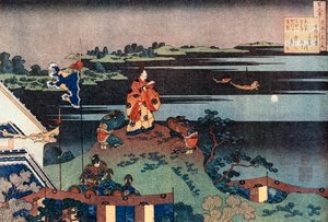 De verbannen dichter Nakamaro Abe no Nakamaro door Katsushika Hokusai