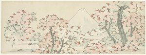 De berg Fuji met bloeiende kersenbomen door Katsushika Hokusai