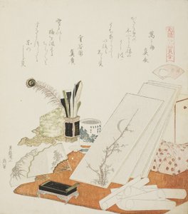Het atelier, illustratie voor De Witte Schelp door Katsushika Hokusai