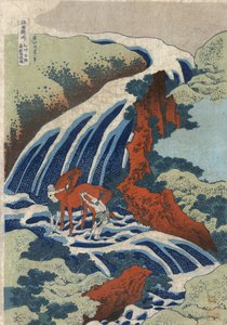 De Yoshitsune paardenwaswaterval in Yoshino, provincie Izumi door Katsushika Hokusai