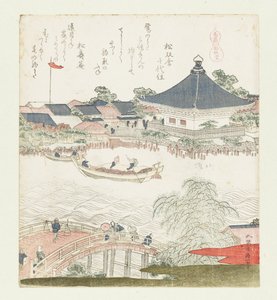 De oevers van de Sumida-rivier, Komatomeishi. Drieluik uit de serie Umazukushi, rechterdeel, 1822