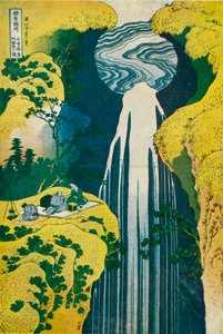 De waterval van Amida achter de Kiso-weg, ca. 1832, 1925 door Katsushika Hokusai