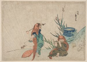 Twee Shōjō door Katsushika Hokusai