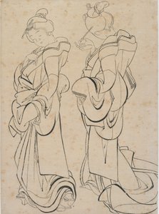 Twee vrouwen door Katsushika Hokusai