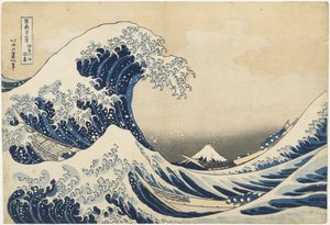 Onder de golf bij Kanagawa, 1831-34 (kleur houtsnede)