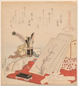 Witte schelpen, uit de serie Genroku Gedicht-Schelp Matching Spel door Katsushika Hokusai