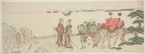 Vrouwen en aanwezigen bij het strand van Tanakawa door Katsushika Hokusai