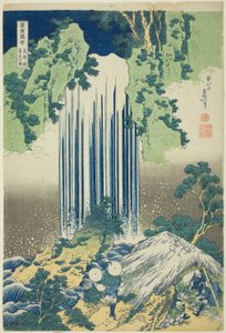 Yoro Waterval in de Provincie Mino (Mino no kuni Yoro no taki), uit de serie Rondreis langs de Watervallen in Verschillende Provincies (Shokoku Takimeguri) door Katsushika Hokusai