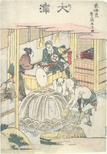 Ōtsu, Vierenvijftigste in de serie Drieënvijftig Stations van de Tōkaidō door Katsushika Hokusai