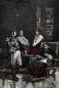 Generaal Cervoni riep paus Pius VI op om afstand te doen van zijn wereldlijke soevereiniteit in 1798. 1882 (Gravure) door Alec Hunter