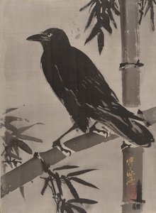 Kraai op een bamboetak, ca. 1887