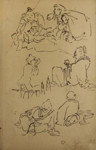 Schetsen van Oost-Aziatische Legendarische Figuren, eind 19e eeuw door Kawanabe Kyosai