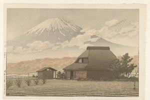 Fuji vanaf het dorp Narusawa door Kawase Hasui