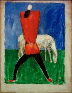 Man en paard door Kazimir Severinovich Malevich