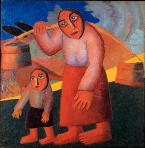 Boer met emmers Schilderij door Kasimir Malevitsj (1878-1935) 1911 Amsterdam, Stedelijk Museum