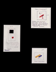 Project voor Suprematistische Broche Nr. 1, 2 en 3 door Kazimir Severinovich Malevich