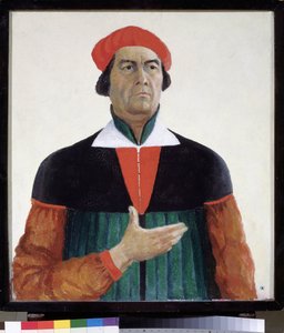 Zelfportret 1933 Staats Russisch Museum - schilderij van Kasimir Severinovich Malevitch (1878-1935) door Kazimir Severinovich Malevich