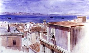 Gibraltar met de kust van Spanje daarachter