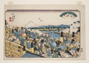 Opklarend Weer bij Nihonbashi (Nihonbashi no seiran) door Keisai Eisen