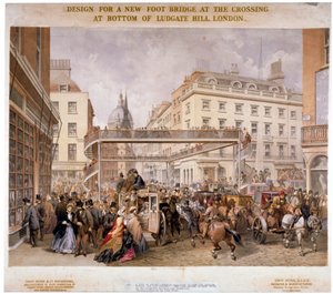 Ontwerp voor een nieuwe voetbrug bij de kruising Ludgate Hill en Fleet Street, City of London