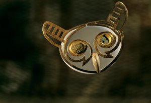Moche; Begrafenissen; Huaca Dos Cabezas-Jecetepeque, Gouden Uil Neus Ornament door Kenneth Garrett