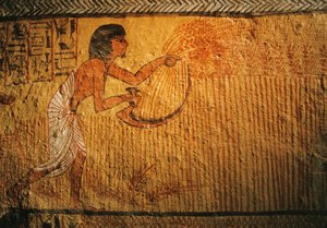 Schilderij van tarweoogst, Graf van Sennedjem, Deir el Medina, 2003