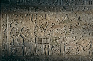 Reliëf uit Abydos, artefact; Egypte, 2005 (foto)