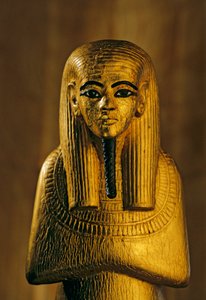 Beeld van Duamutef; Goud; hout, KV 62. Duamutef was, in de oude Egyptische religie, 2009 (foto)