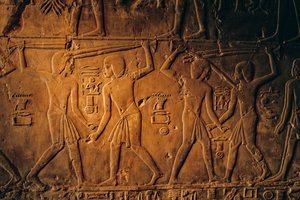 Tombe van Kheruf, rentmeester van Tiye, stokgevecht met papyrus stelen; 18e dynastie
