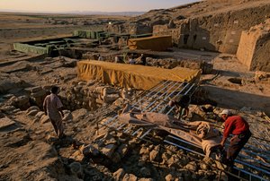 Urkesh, Hurrietenrijk, Syrië, 2400 v.Chr., Giorgio Buccellati, bedekkende opgravingen modder, 2004 door Kenneth Garrett