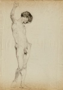 (Zonder titel) (Studie van staand mannelijk naakt) door Kenyon Cox