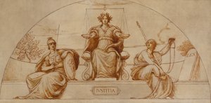 Cartoon voor muurschildering van Minnesota State Capital, Instituut voor Justitie, ca. 1904