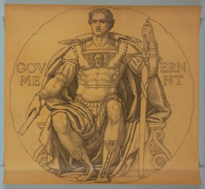 Regering, cartoon voor mozaïek in de Rotunda van het Wisconsin State Capitol