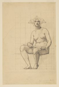 Naaktstudie voor "Het Actieve Leven," Lunet in het Administratiegebouw, Oberlin College, Oberlin, OH