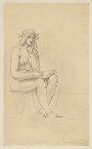 Naaktstudie voor "Het Contemplatieve Leven" voor Lunet in het Administratiegebouw, Oberlin College, Oberlin, OH