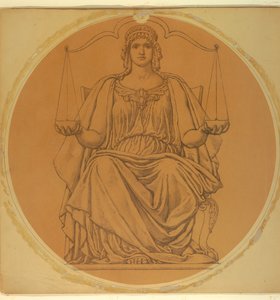 Studie voor "Gerechtigheid," Lunet in Hudson County Courthouse, Jersey City, NJ door Kenyon Cox