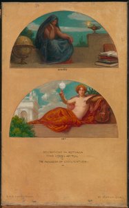 De vooruitgang van de beschaving: Wetenschap en kunst muurschildering studie, State Capitol, Des Moines, Iowa, 1905-1