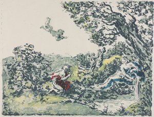 Satyr en vliegende cupido door Ker Xavier Roussel