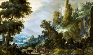 Berglandschap met waterval