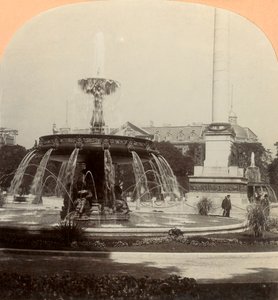 Koninklijk plein, fontein, Stuttgart, Duitsland, 1896 door Keystone View Company