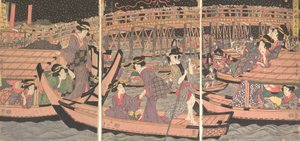 Afkoelen bij Ryogoku in Edo, begin-midden 19e eeuw