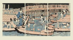 Afkoelen bij de Ryogoku-brug door Kikugawa Eizan