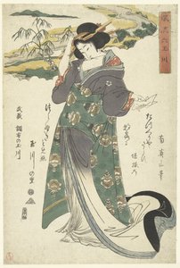 De Chofu Tama rivier in de provincie Musashi