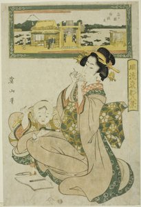 Benzaiten-schrijn in Shinobugaoka, uit de "Modieuze Acht Zichten van de Oostelijke Hoofdstad"