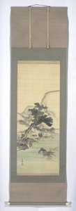 Literati in een landschap door Kishi Ganku