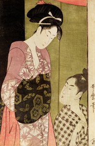 Een Man die een Vrouw Schildert door Kitagawa Utamaro