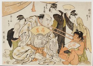 Een spel van nek trekken door Kitagawa Utamaro