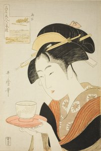 Opnieuw Verschijnen: Naniwaya Okita, uit de serie “Beroemde Schoonheden Vergeleken met de Zes Onsterfelijke Dichters" ("Komei bijin rokkasen")